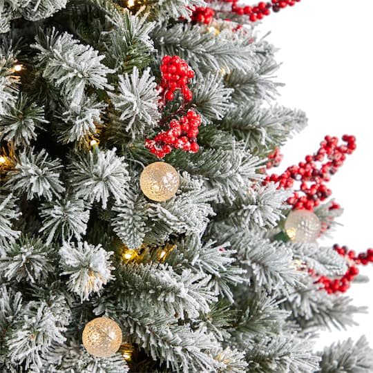 6ft. Pre-Lit Snow Tipped Norwegian Fir Artificial Christmas Tree, White LED Lights